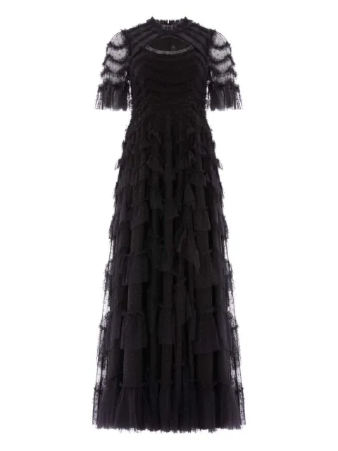 Needle & Thread Aviana ruffled short-sleeves maxi dress