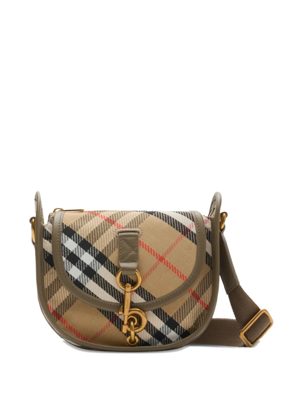 Burberry B Buckle Check Mini Cross Body Bag In Neutral