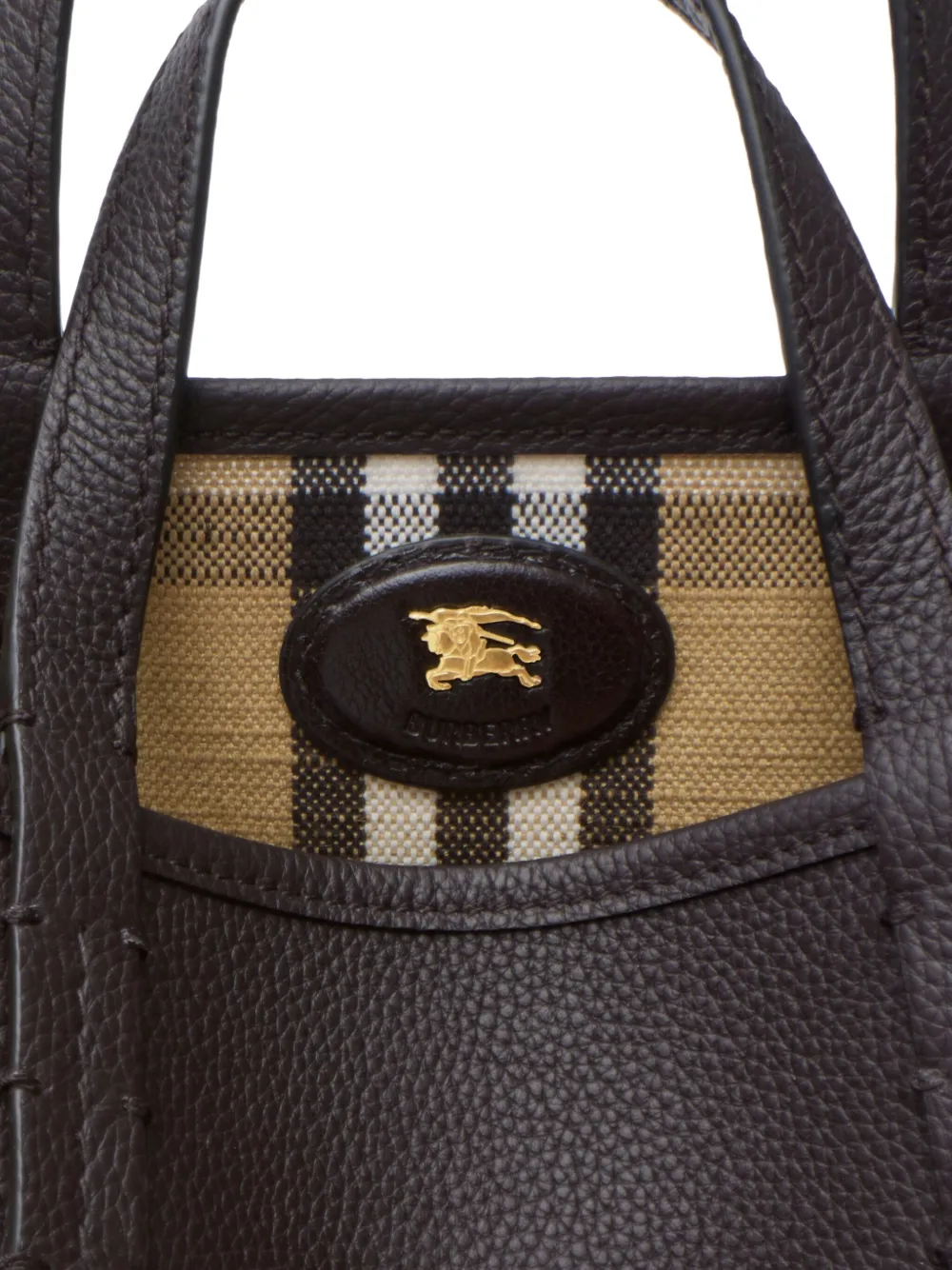 Burberry Mini Bloomsbury Reversible Check Tote Bag In Brown