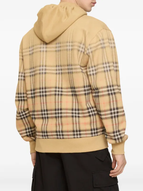 Burberry zip-up Hooded check-pattern Hoodie | Neutrals | FARFETCH RO