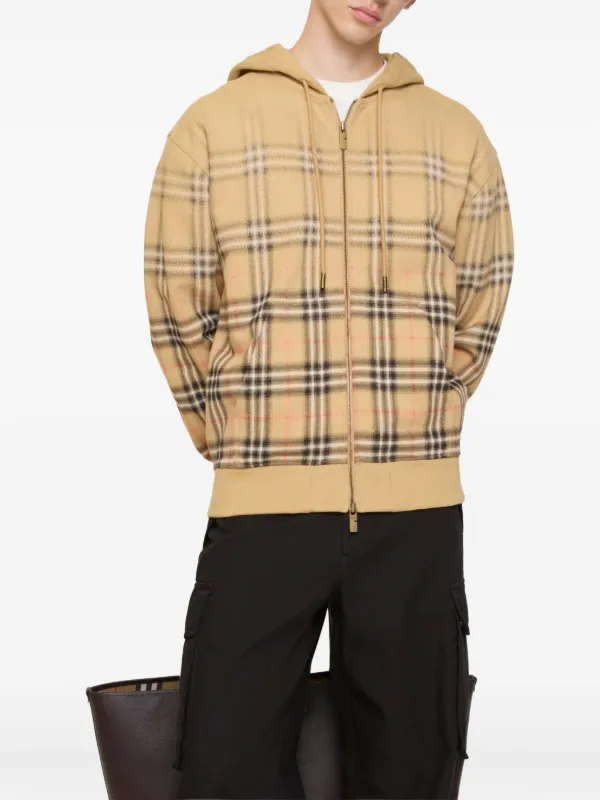 BURBERRY ジャケット Burberry Agasalho Xadrez Com Capuz e Zíper | Neutro | FARFETCH BR
