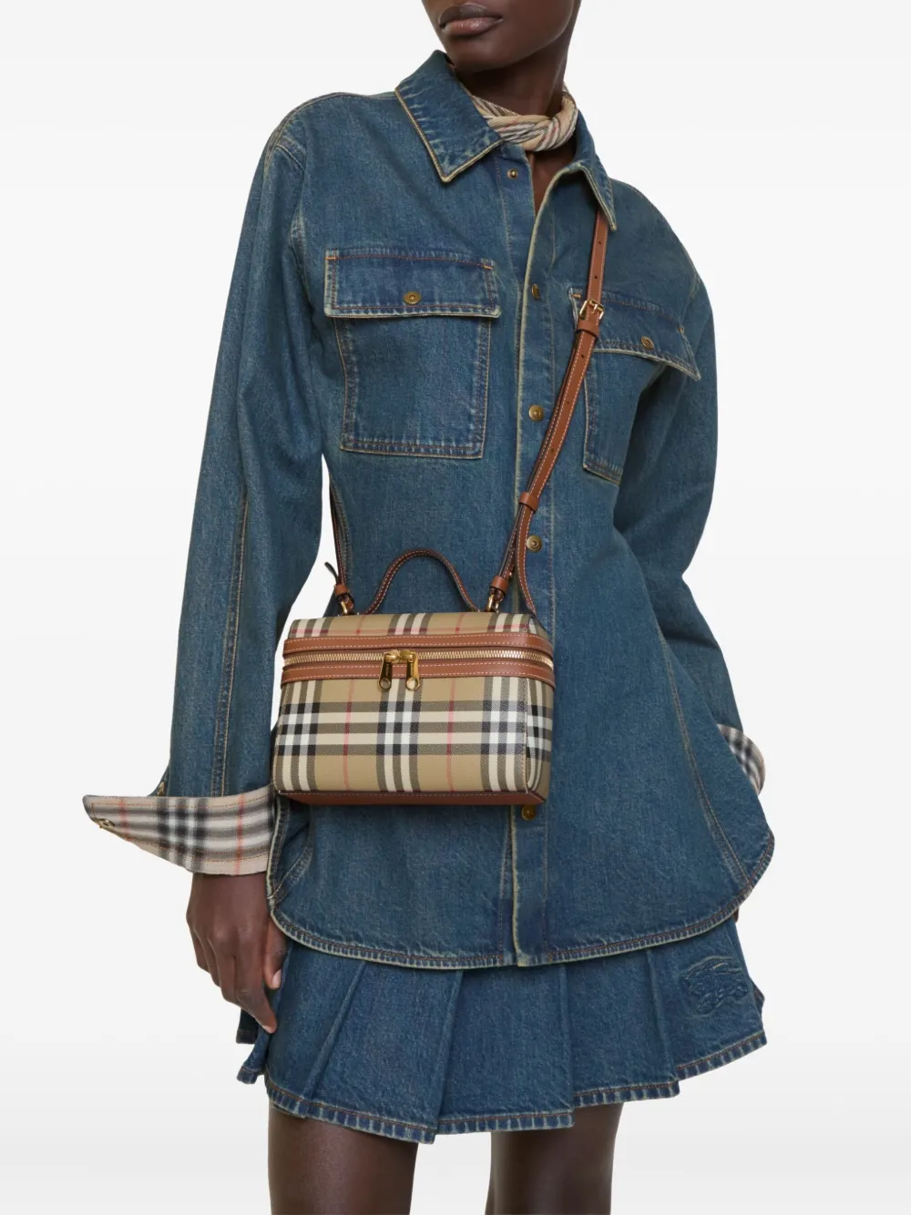 Burberry Mini Check Vanity Cross Body Bag In Multi