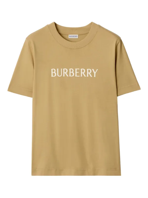 Burberry Logo Cotton T-shirt in Neutrals