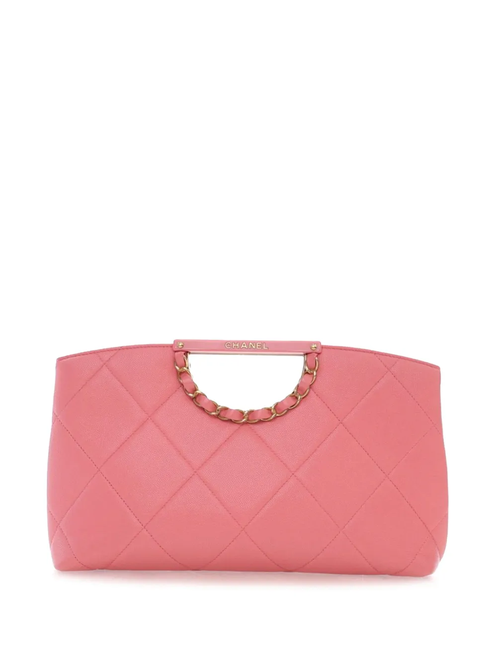 CHANEL Pre-Owned 2019 Quilted Caviar A Real Catch Clutch handbag - ピンク CHANEL Pre-Owned 2019 Quilted Caviar A Real Catch Clutch handbag - ピンク