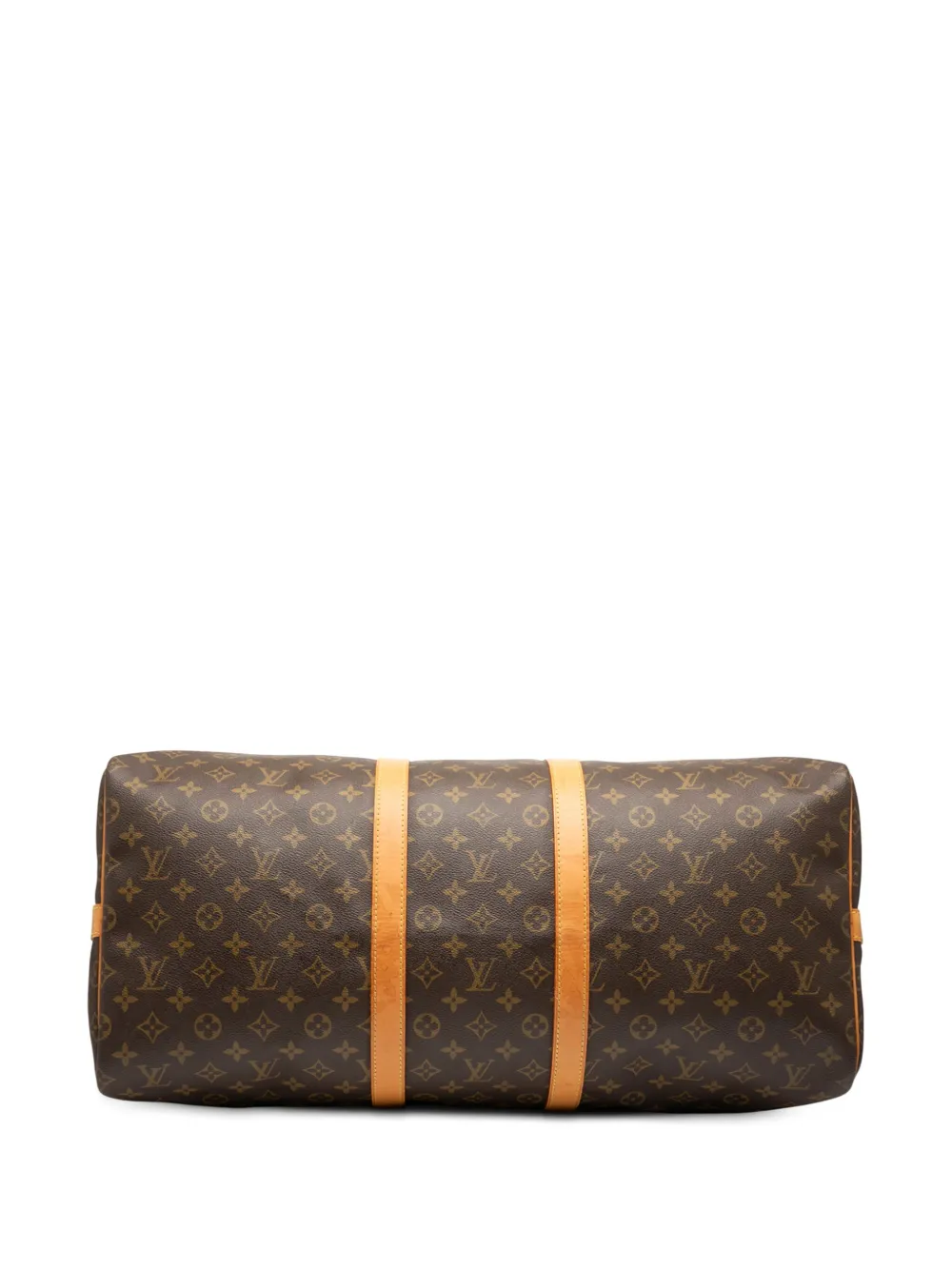 Pre-owned Louis Vuitton 1996 Monogram Keepall Bandouliere 55 Travel Bag In Brown