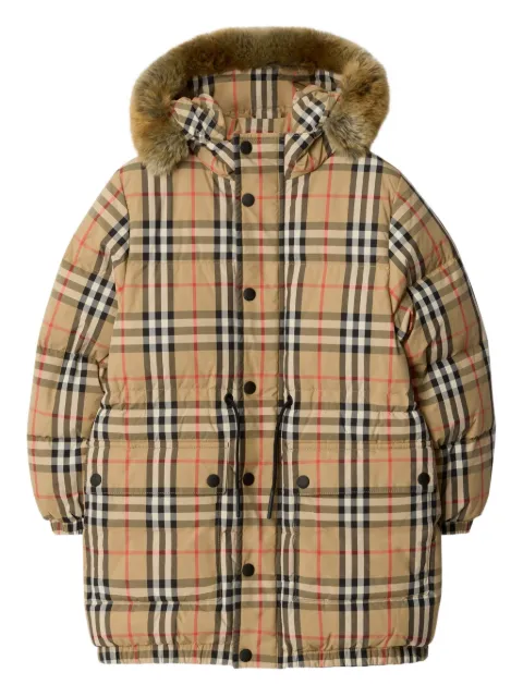 Burberry Kids plumífero con ribete removible