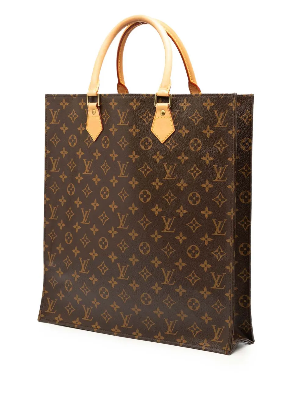 Pre-owned Louis Vuitton 2008 Monogram Sac Plat Tote Bag In Brown
