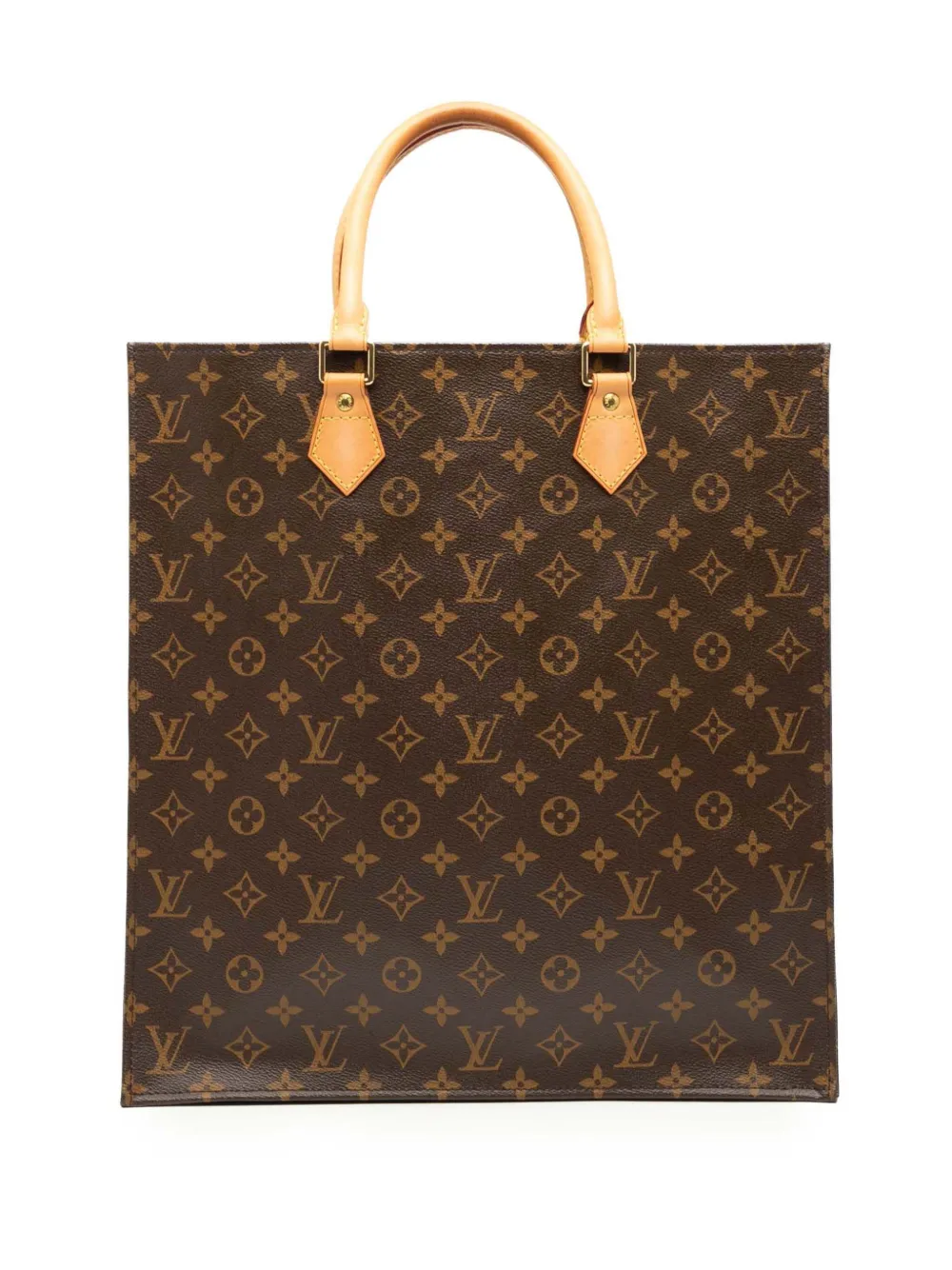 Pre-owned Louis Vuitton 2008 Monogram Sac Plat Tote Bag In Brown