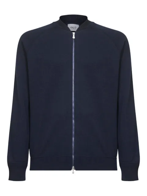 D4.0 ribbed bomber collar knit sweater
