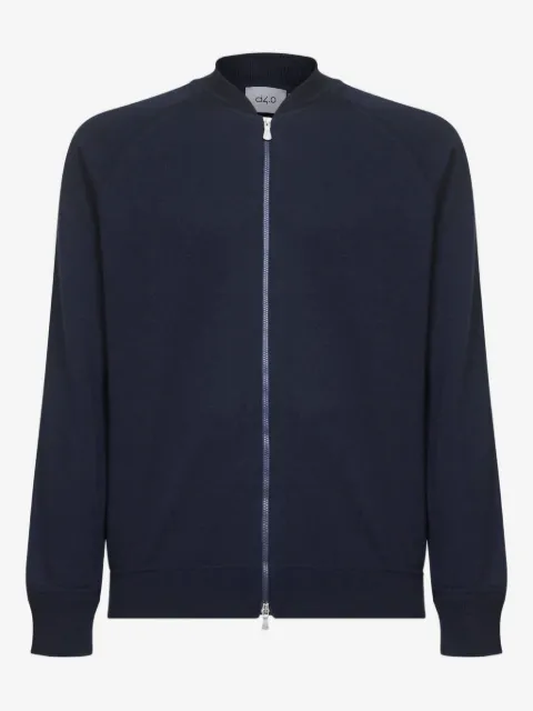 D4.0 ribbed bomber collar knit sweater