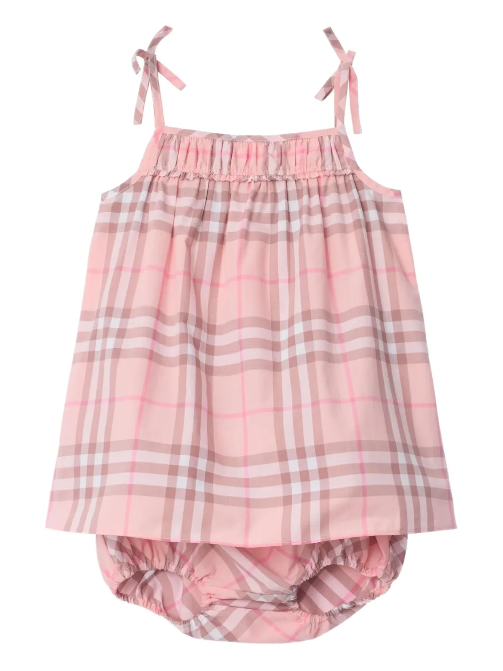 Burberry Babies' Check Bow Dress Set In Pink