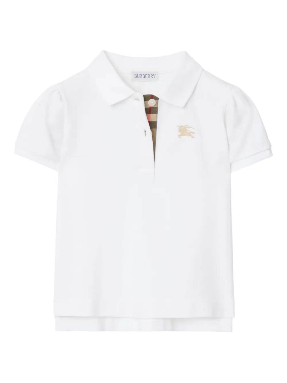 Burberry Kids' Short-sleeved Check-lining Polo Shirt In White