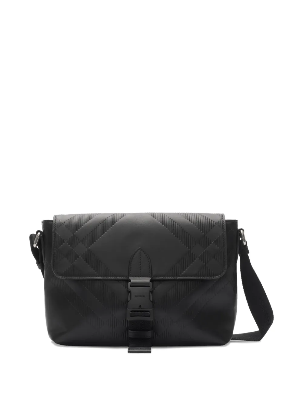 Burberry check-embossed buckled messenger bag | Black | Image 1