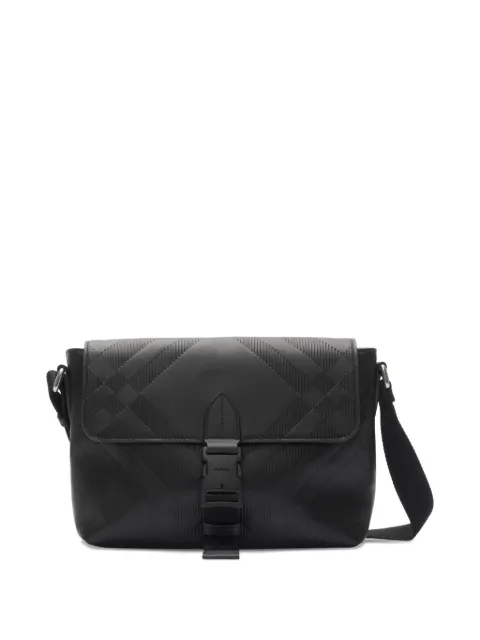 Burberry check-embossed buckled messenger bag