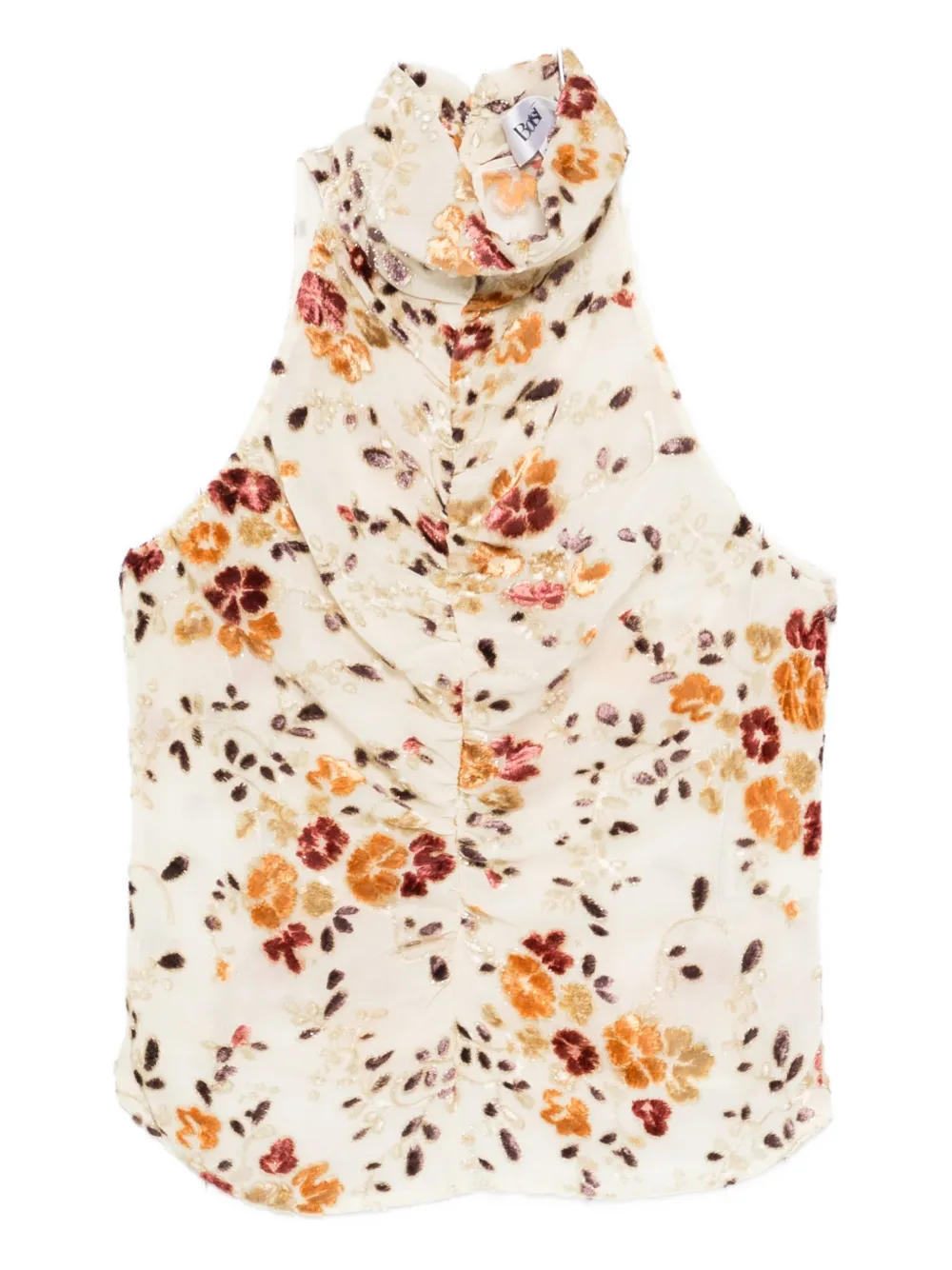 Botsi Geraffte Bluse mit Blumen-Print - Nude