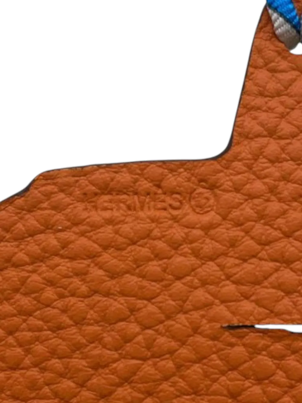 Pre-owned Hermes 2015-2025 Epsom And Togo Petit H Halloween Pumpkin Bag Charm In Brown