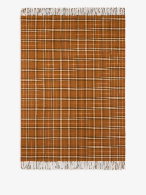 Burberry fringed check cashmere blanket