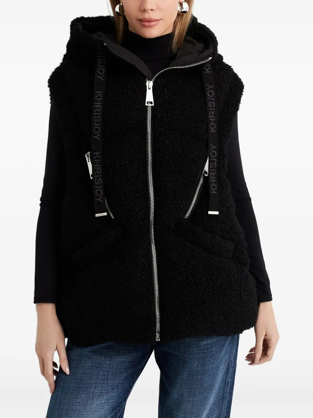 Khrisjoy Hooded Zip Gilet In Black