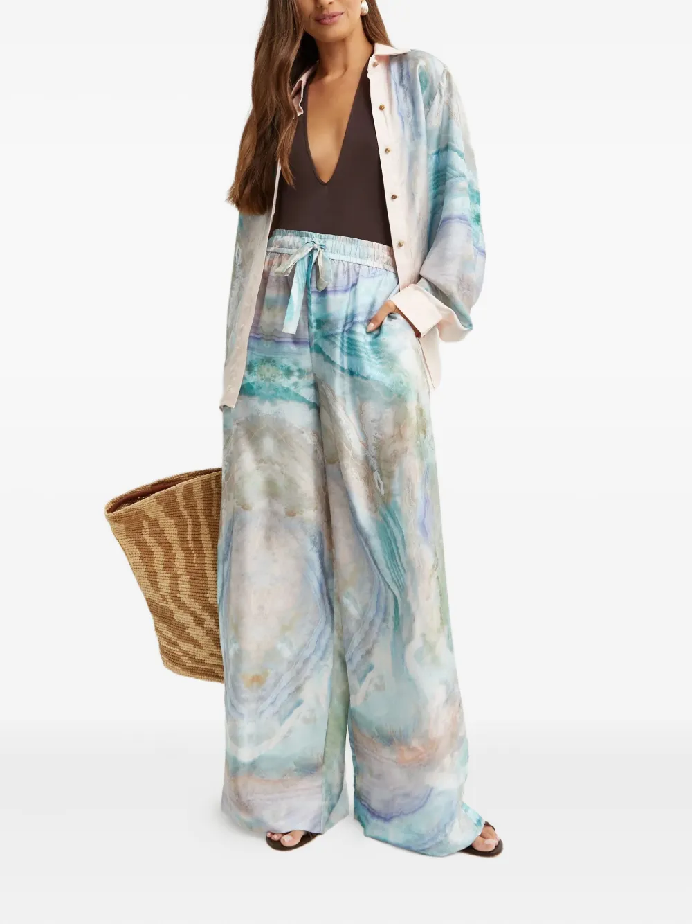 ZIMMERMANN Illuminate abstract-print buttoned shirt - Blauw