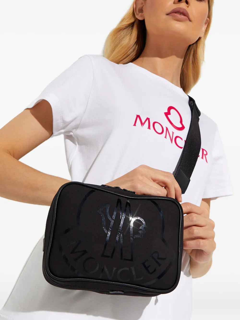 Moncler Enfant logo-detail messenger bag - Zwart