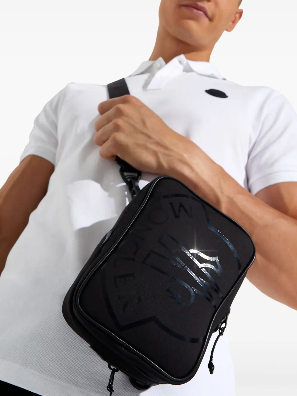 Moncler Enfant Messengertas met logodetail Zwart