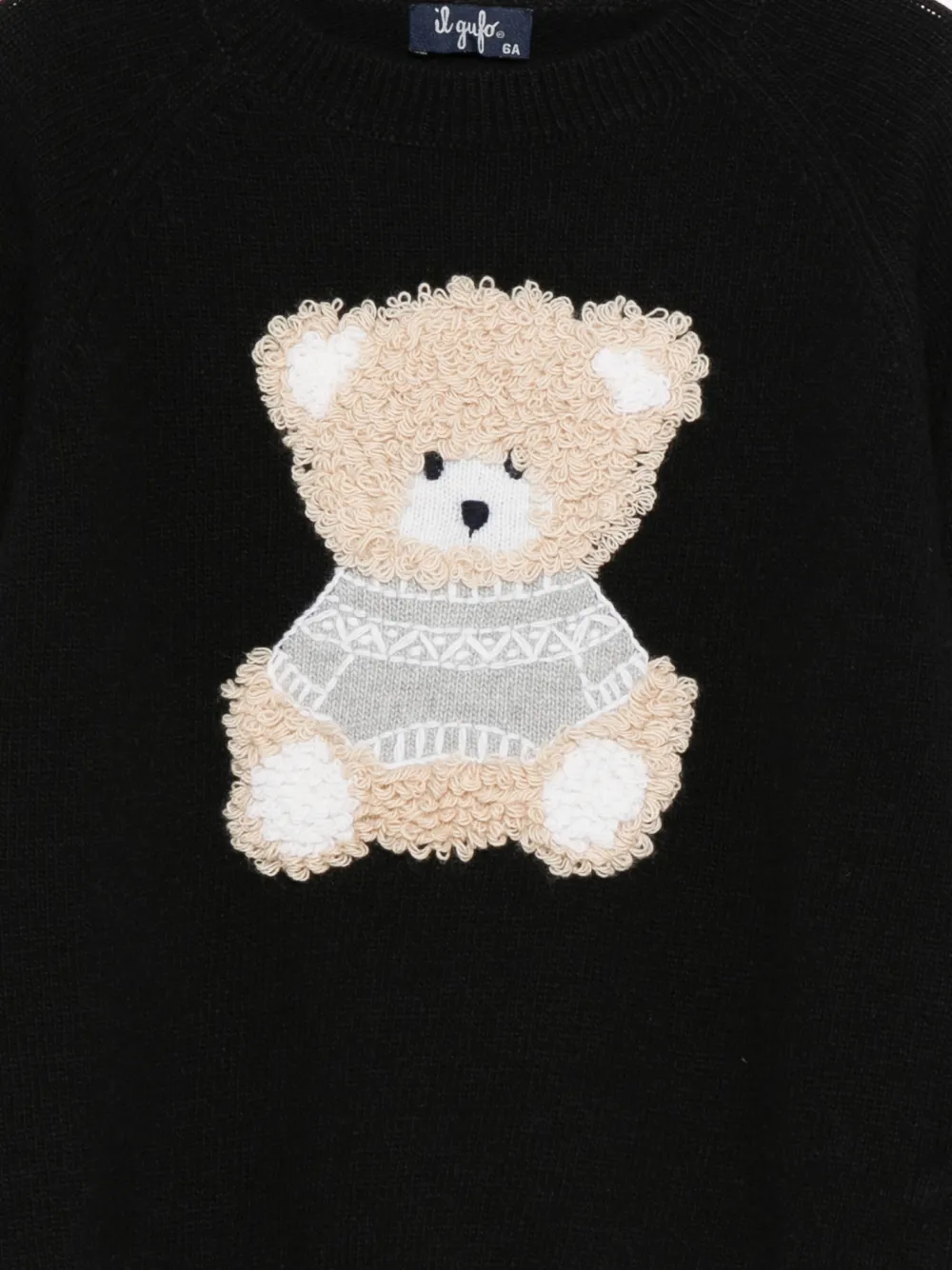 Il Gufo Trui met teddybeerapplicatie Zwart