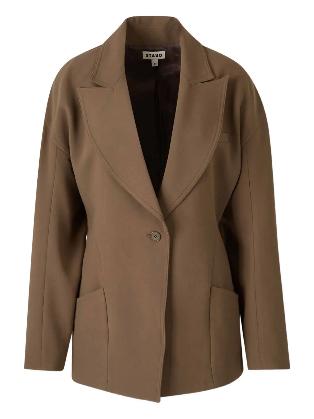 STAUD peak-lapel single-breasted blazer | Brown | Image 1