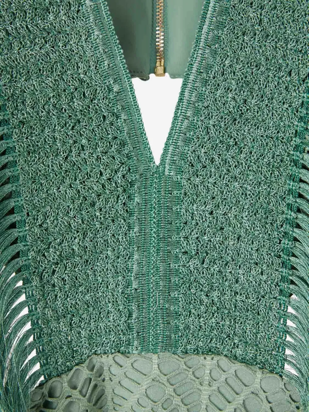 PatBO Mini-jurk met franje en lange mouwen Groen