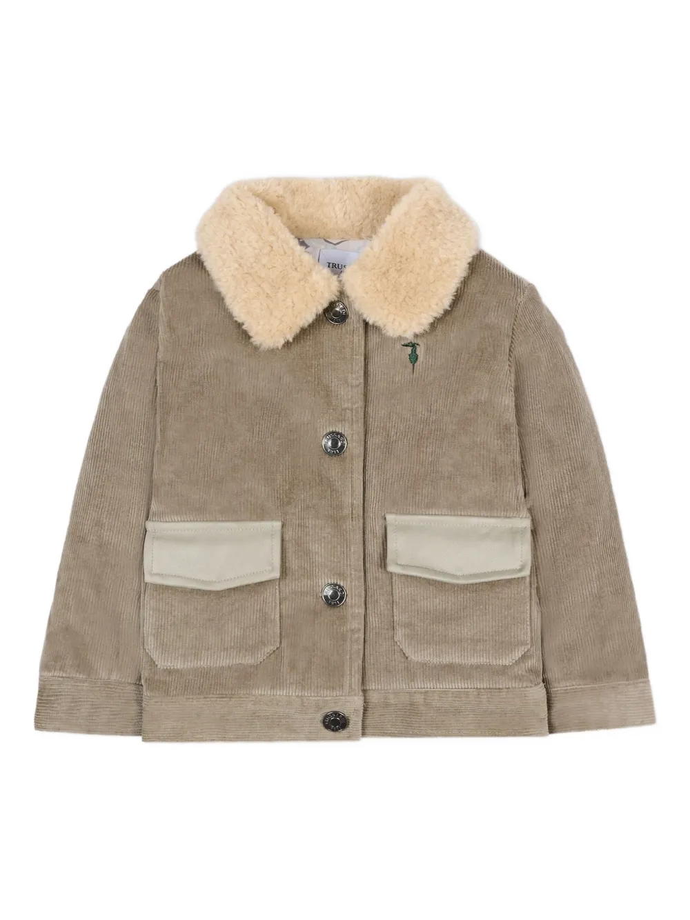 TRUSSARDI JUNIOR Cordjacke mit Kragen aus Faux Fur - Nude