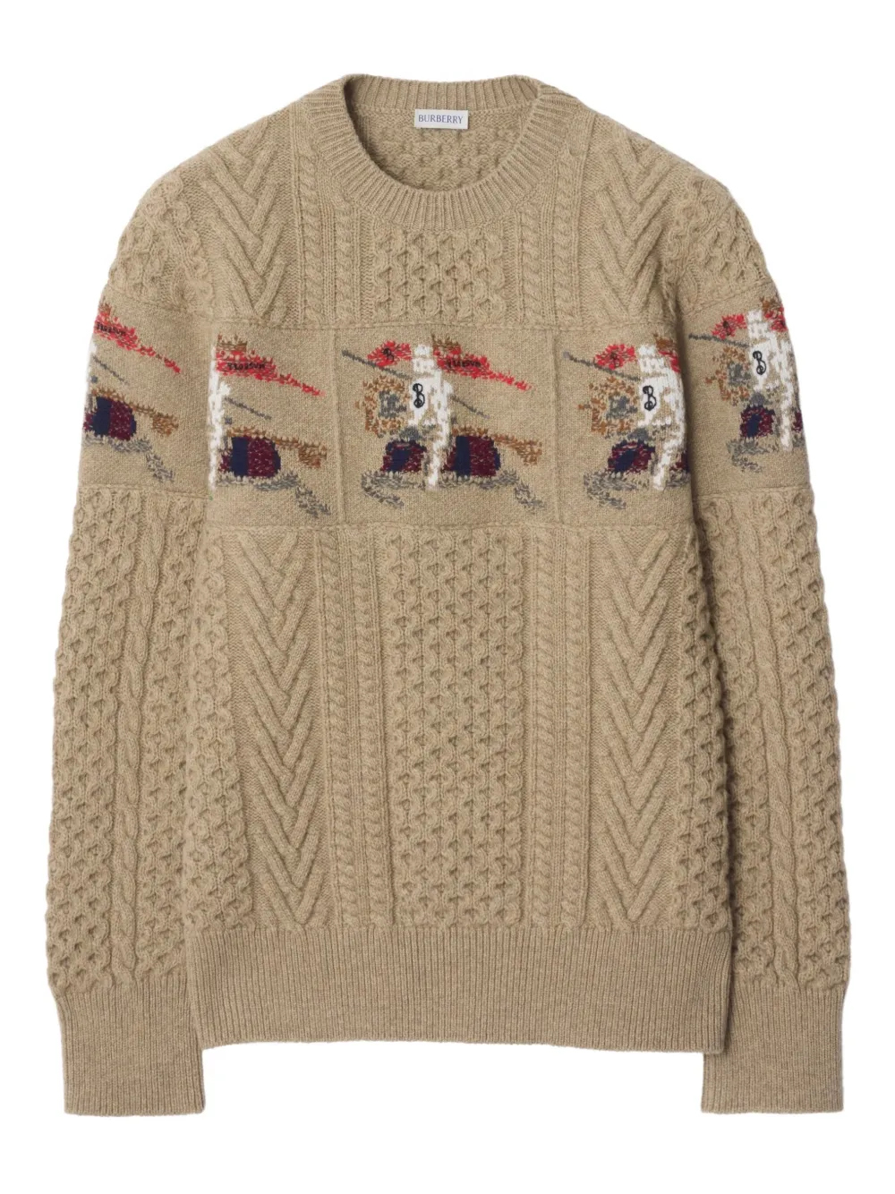 Burberry equestrian knight aran knit sweater - Toni neutri