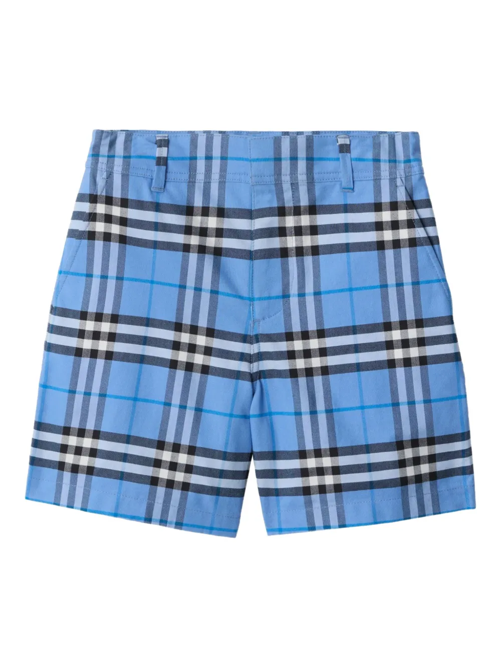 Burberry Kids Katoenen geruite Oxford shorts Blauw