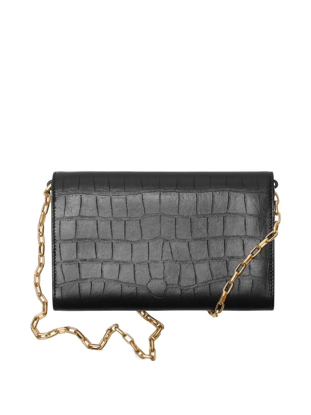 Burberry Cotswolds Crocodile-effect Chain-strap Clutch Bag In Black