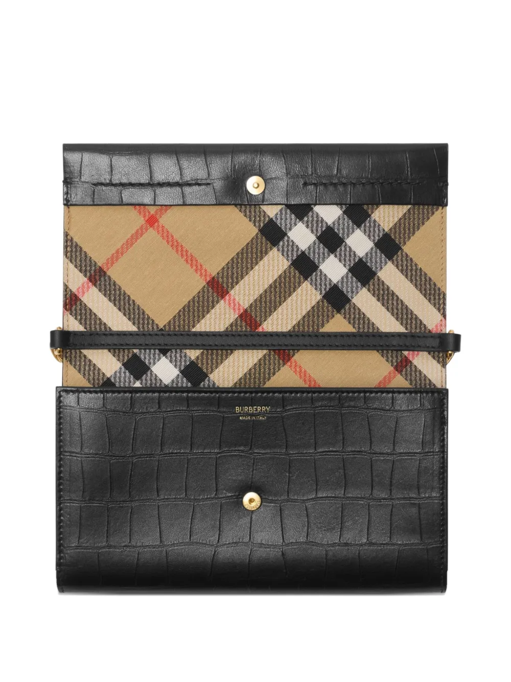 Burberry Cotswolds Crocodile-effect Chain-strap Clutch Bag In Black
