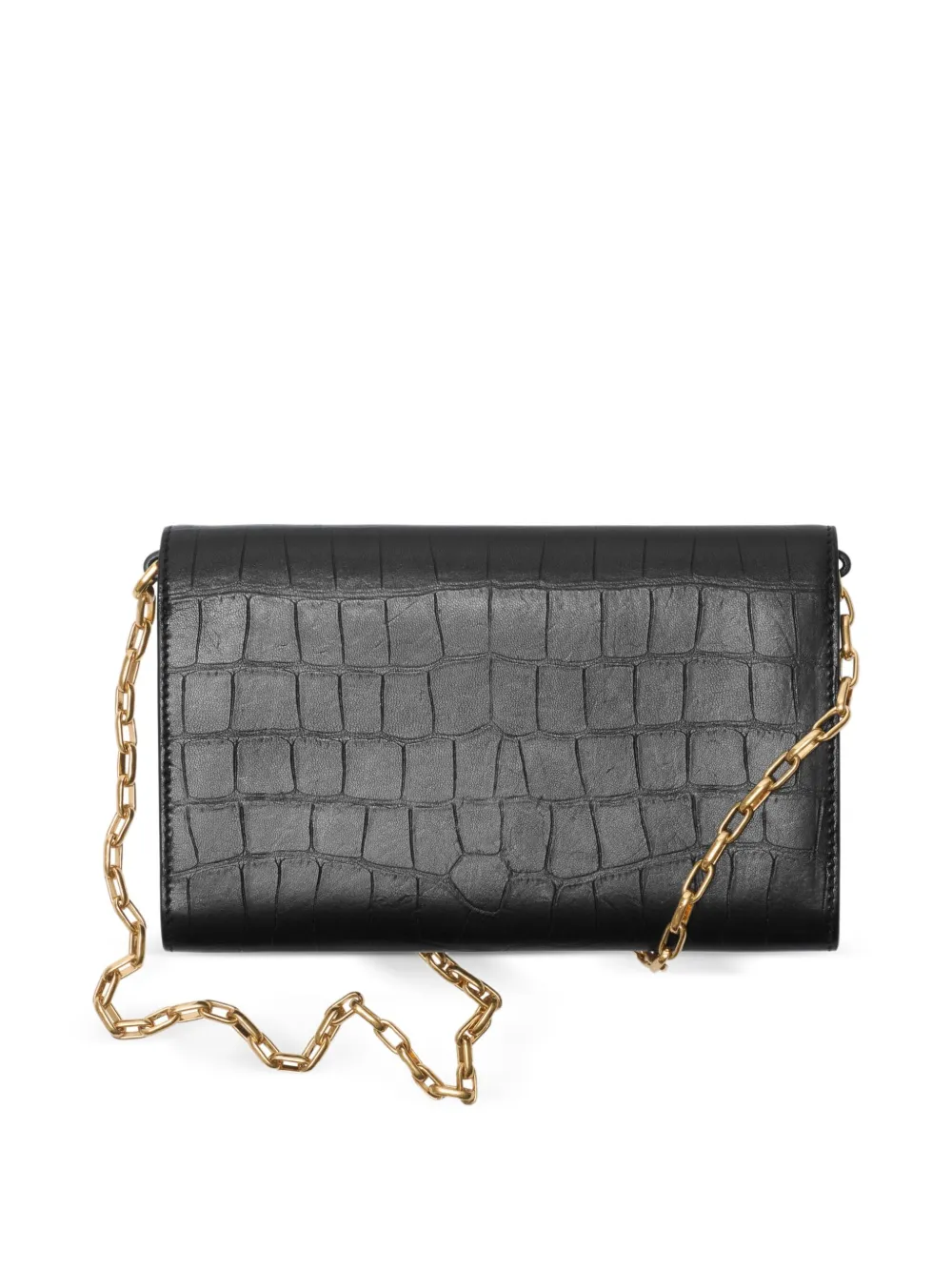 Burberry Cotswolds clutch met krokodillen-reliëf en kettingband - Zwart