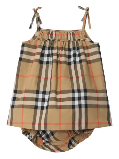 Burberry Kids vestido de algodón fruncido