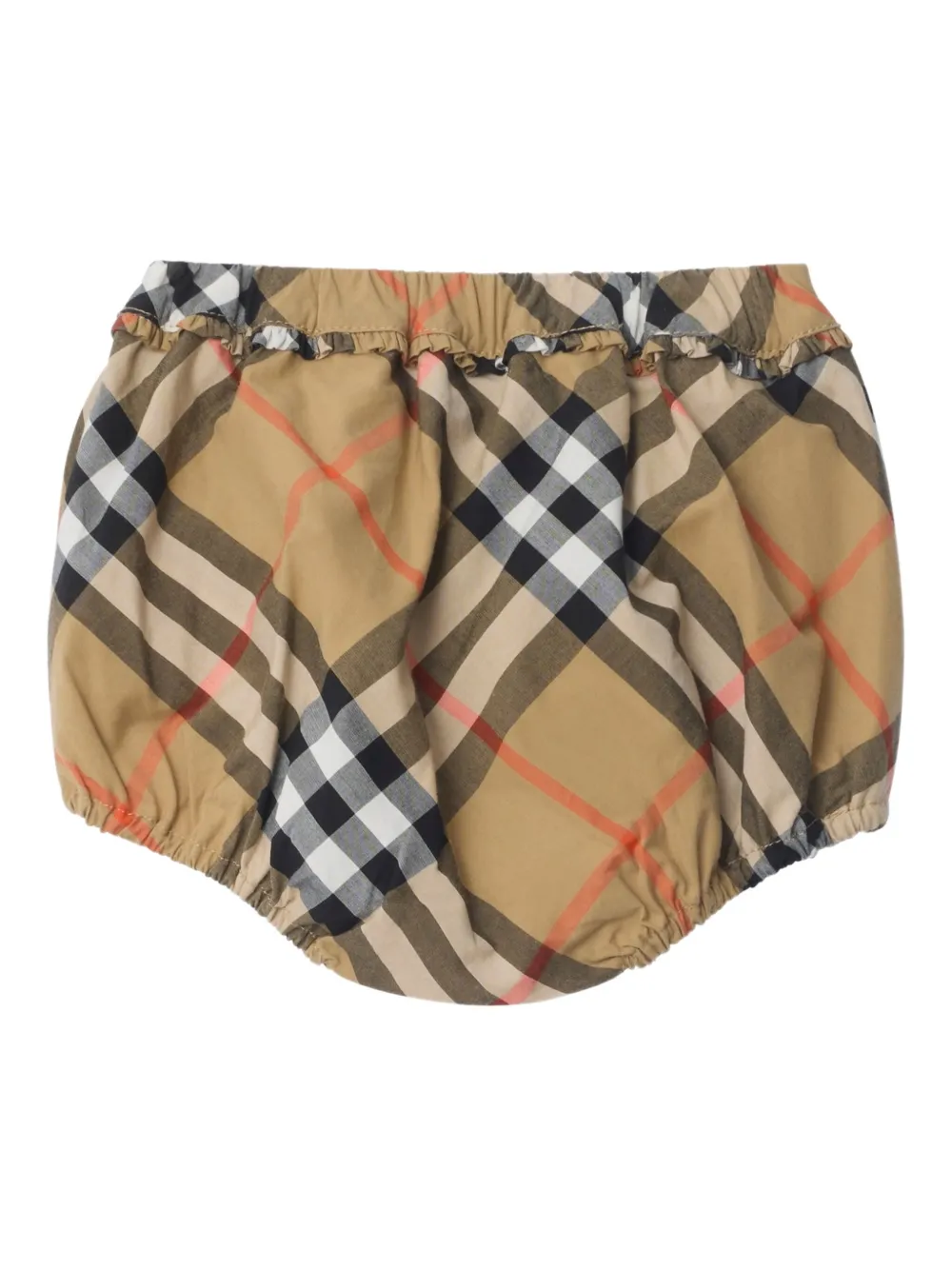 Burberry Kids Geruite gesmockte katoenen jurk Beige