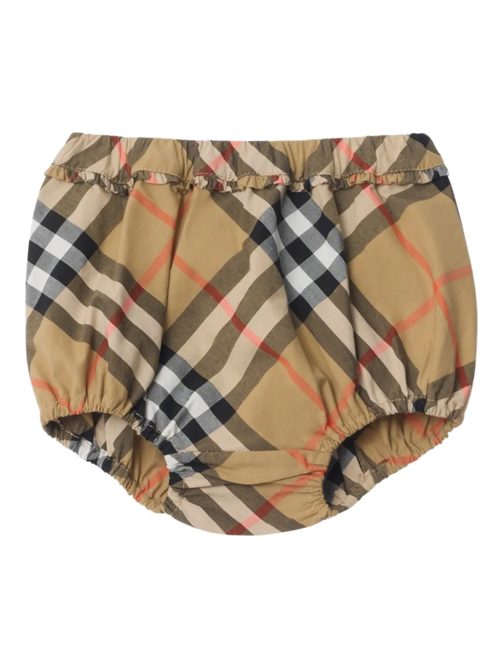 Burberry Kids Geruite gesmockte katoenen jurk Beige