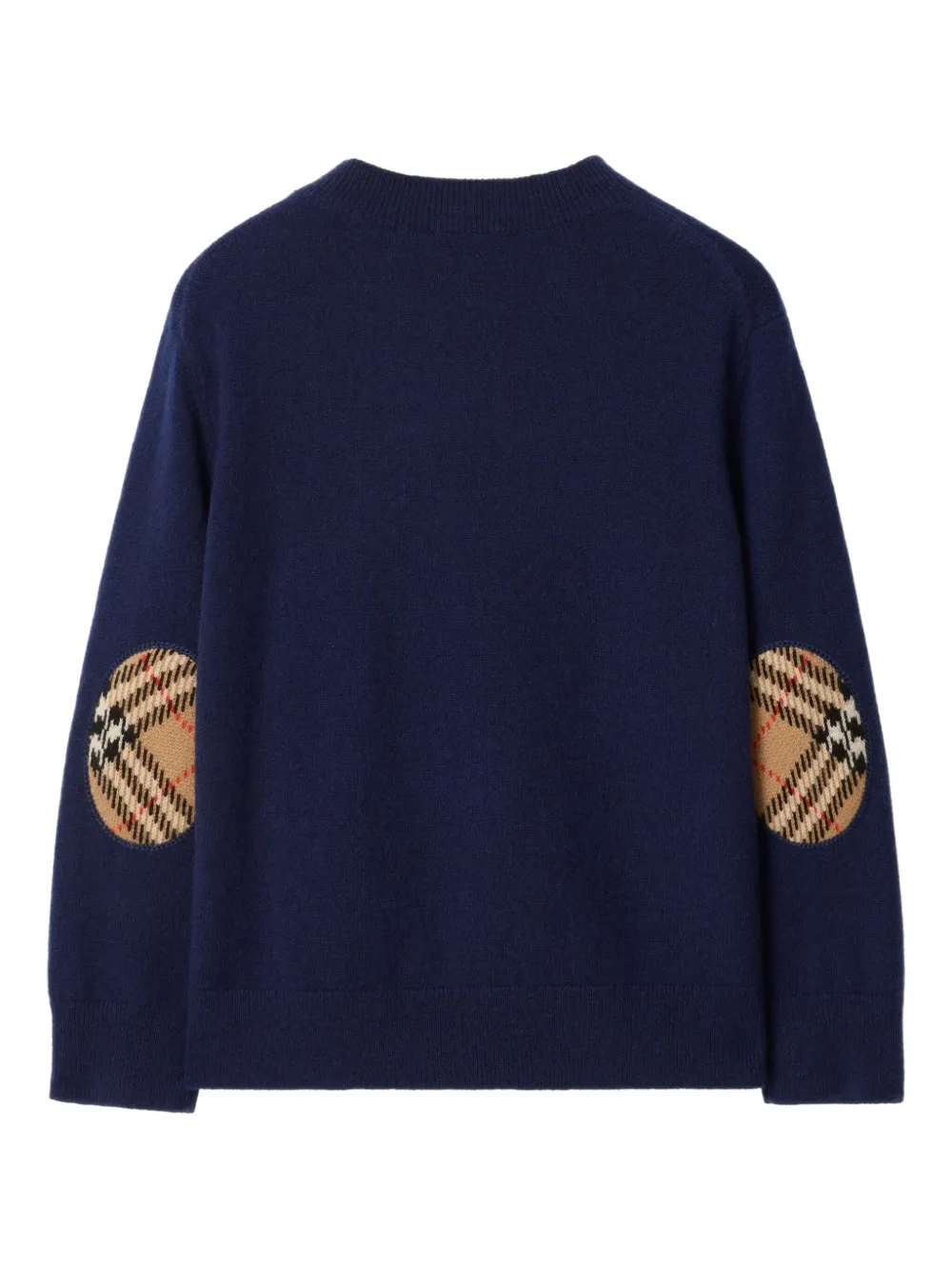 Burberry Check Patch Wool Cashmere Sweater In Blue