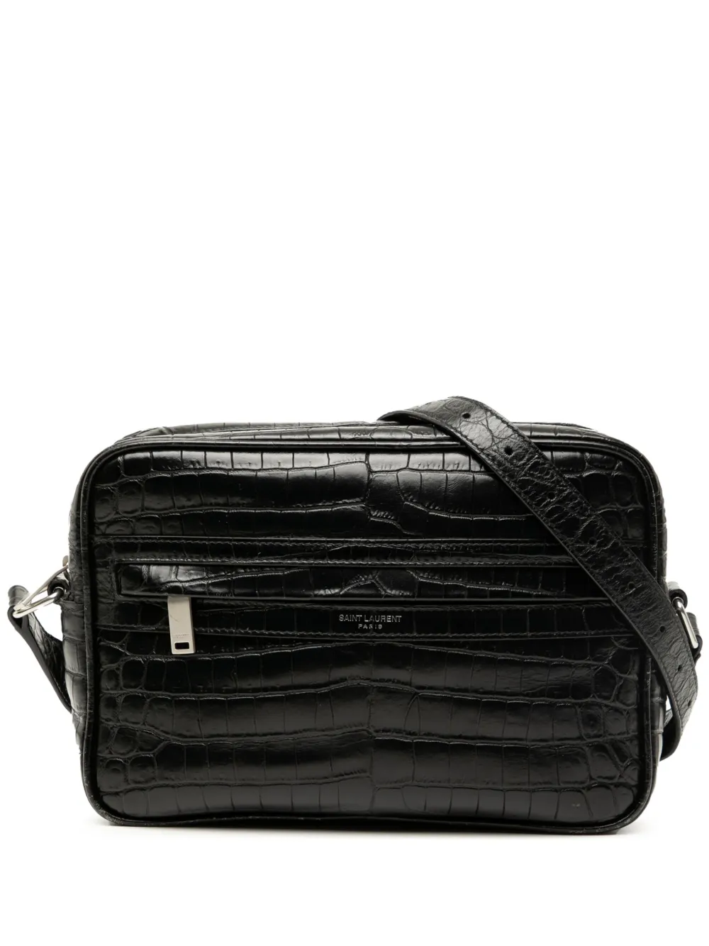 Saint Laurent Pre-Owned 2022 Crocodile Embossed Leather Camp Camera Bag crossbody bag | Black | Image 1