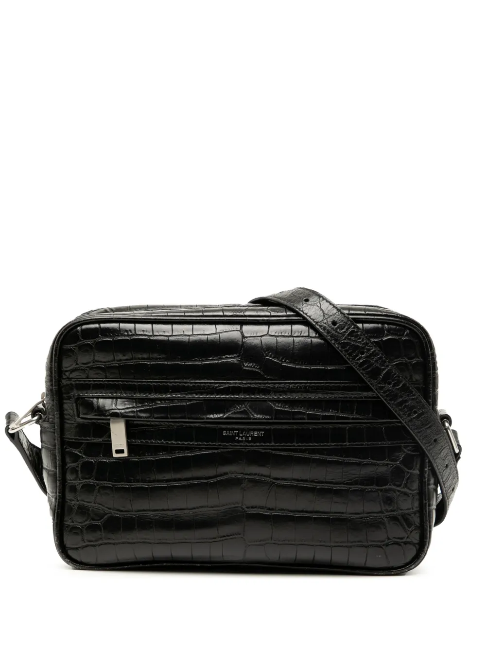 Saint Laurent Pre-Owned Camp 蜥蜴纹压纹皮质斜挎相机包（2022年典藏款） | 黑色 | Image 1