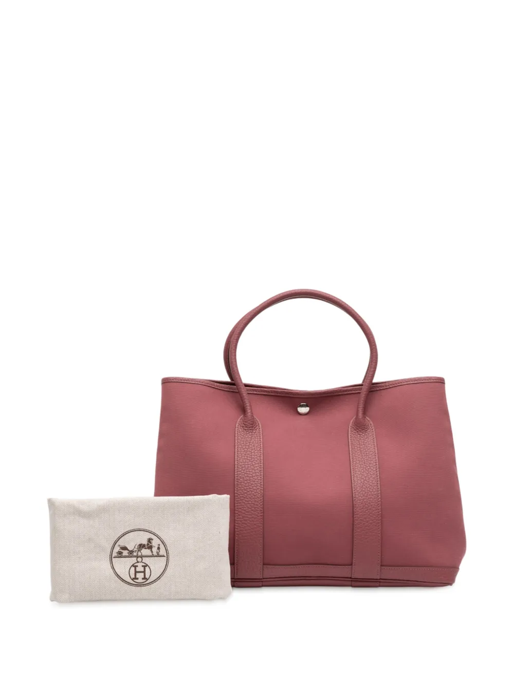 Pre-owned Hermes 2012 Toile And Negonda Garden Party 36 Tote Bag In Pink