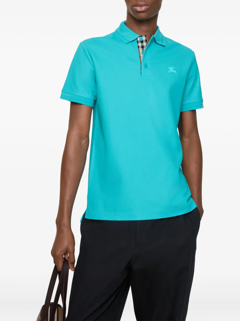 Burberry Poloshirt met geborduurd logo - Blauw