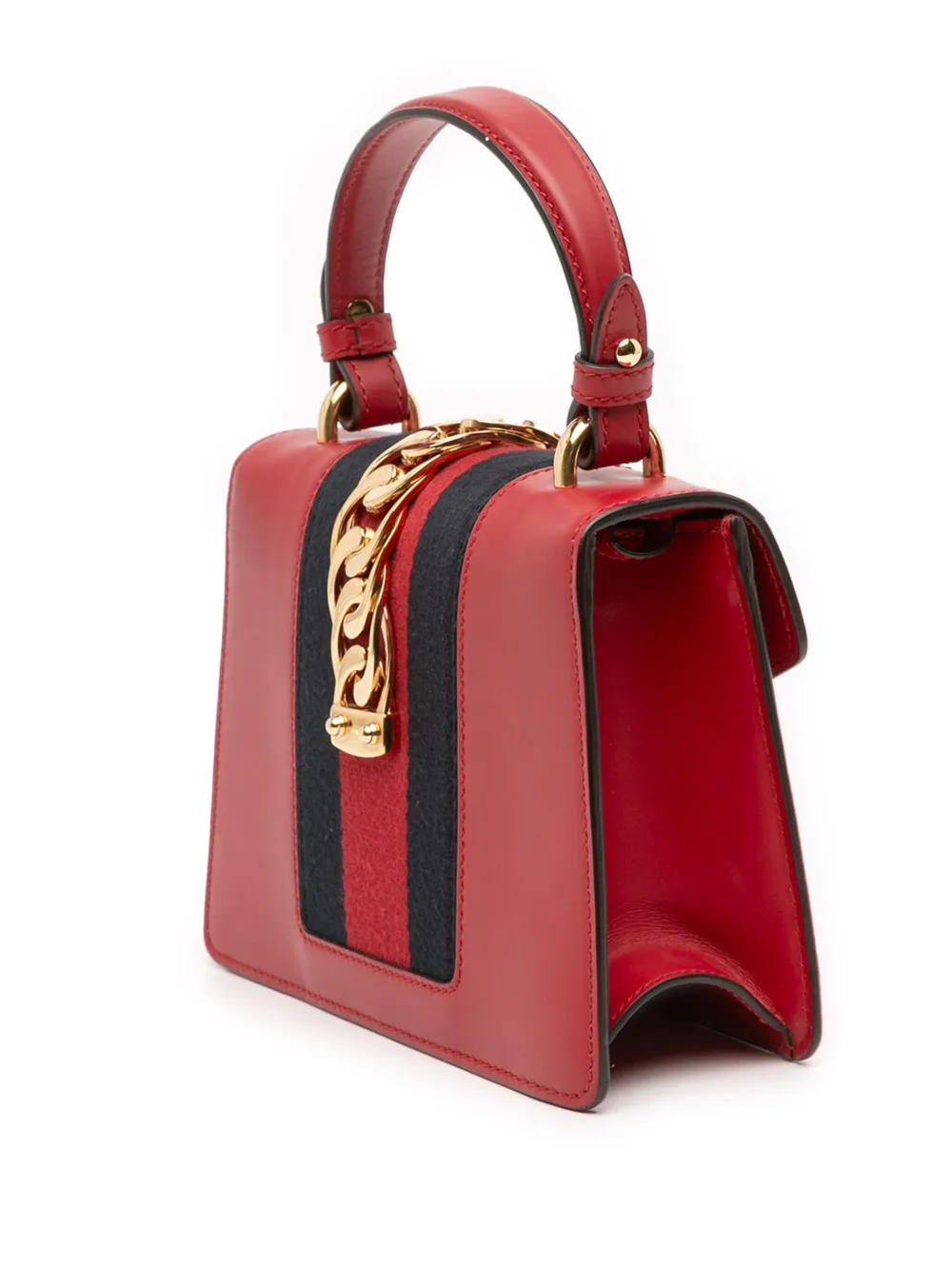 Pre-owned Gucci 2016-2025 Mini Calfskin Sylvie Satchel In Red