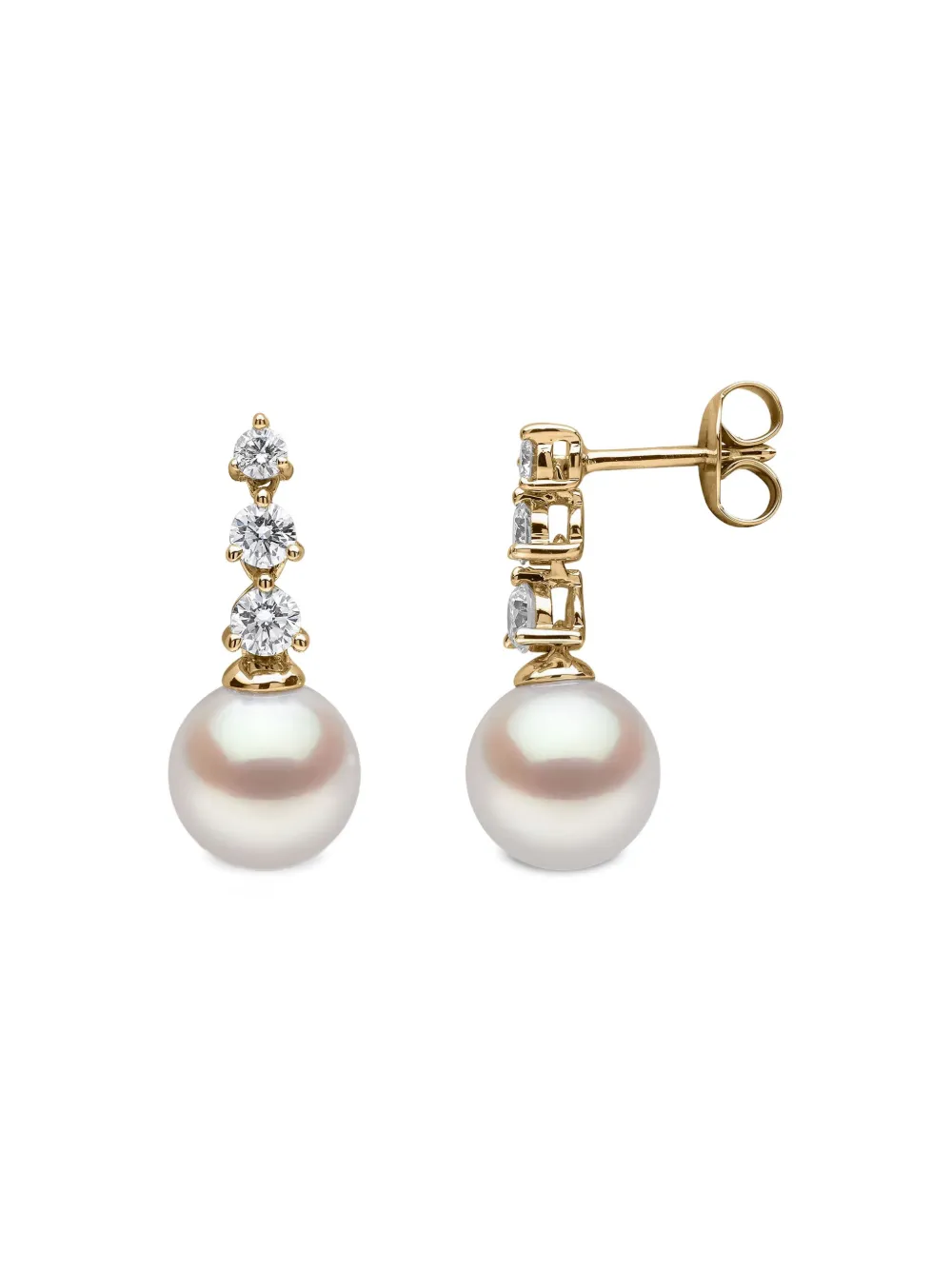Yoko London 18k Yellow Gold Akoya Pearl And Diamond Earrings In Gold