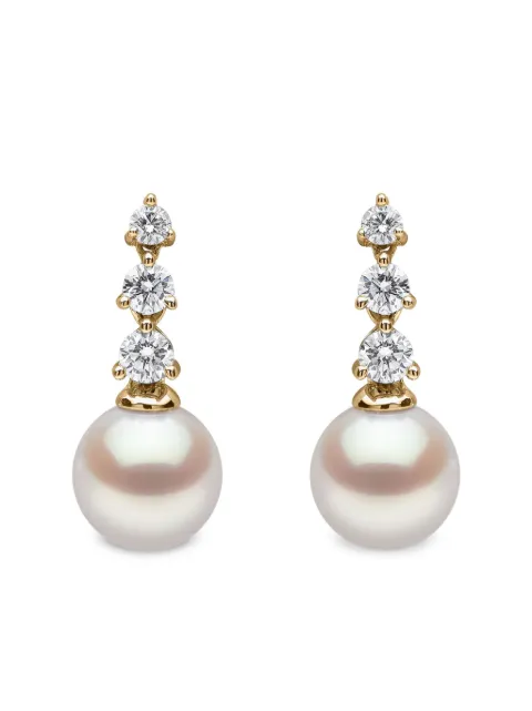 Yoko London 18K yellow gold akoya pearl and diamond earrings