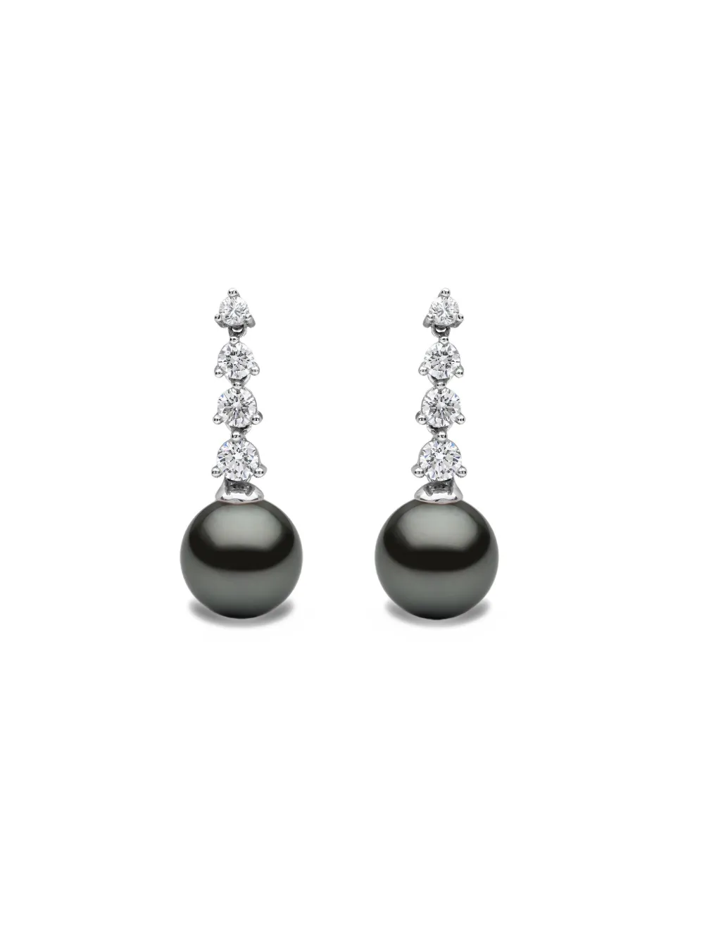 Yoko London 18k White Gold Tahitian Pearl And Diamond Earrings In Gray