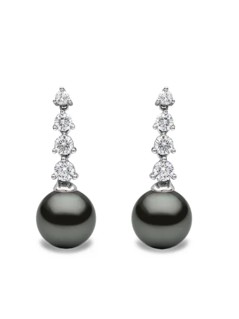 Yoko London 18K white gold tahitian pearl and diamond earrings