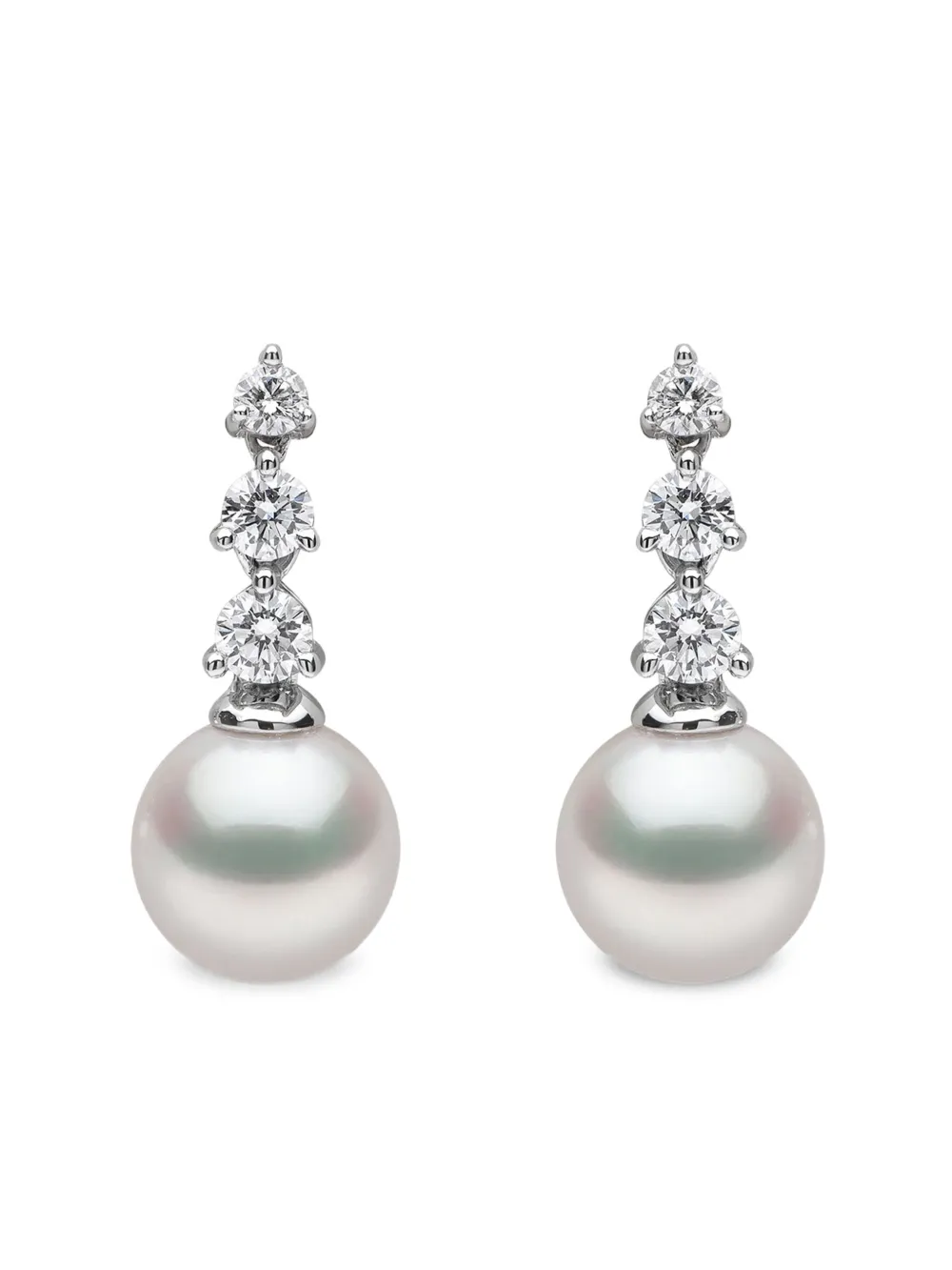 Yoko London アコヤパール＆ダイヤモンド ピアス 18Kホワイトゴールド - シルバートーン