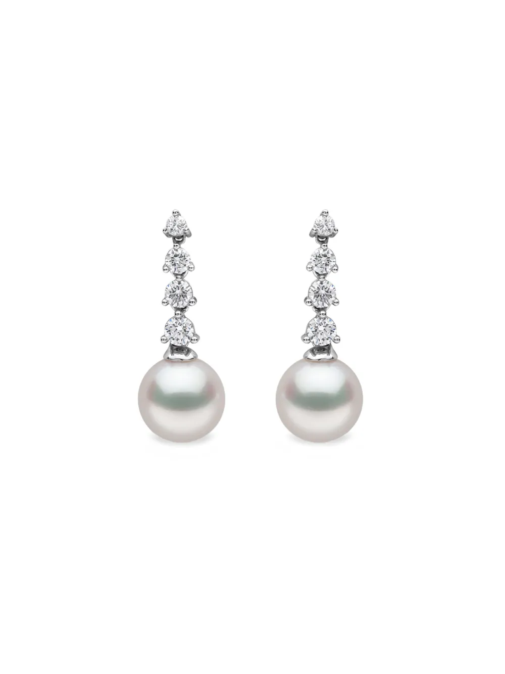 Yoko London 18k White Gold Akoya Pearl And Diamond Earrings In Silver
