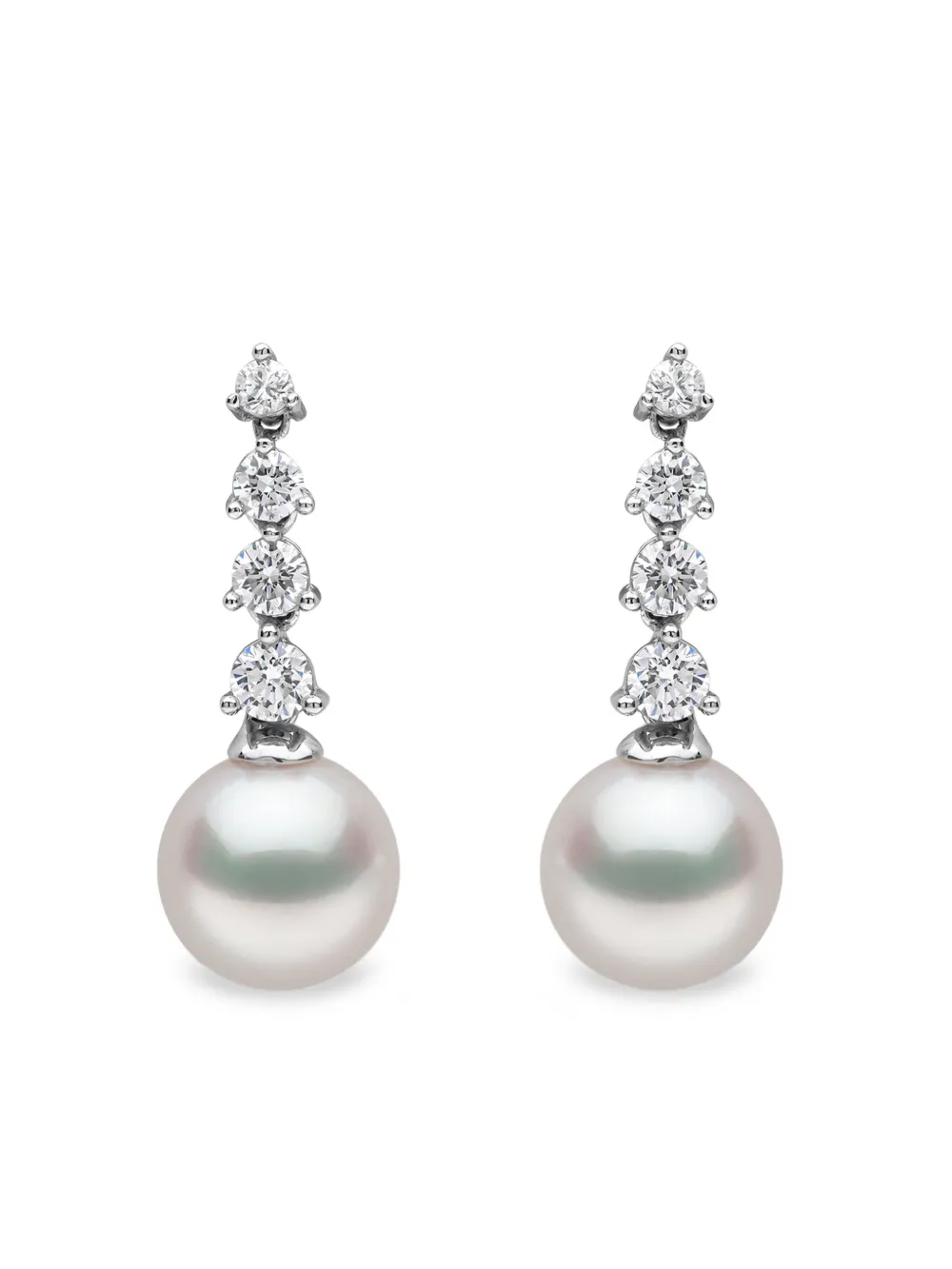 Yoko London アコヤパール&ダイヤモンド ピアス 18Kホワイトゴールド - シルバートーン Yoko London アコヤパール&ダイヤモンド ピアス 18Kホワイトゴールド - シルバートーン